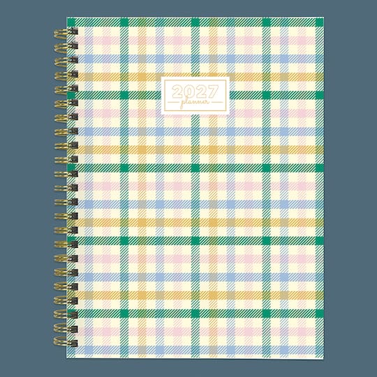 2027 Pastel Plaid Medium Weekly Monthly Planner